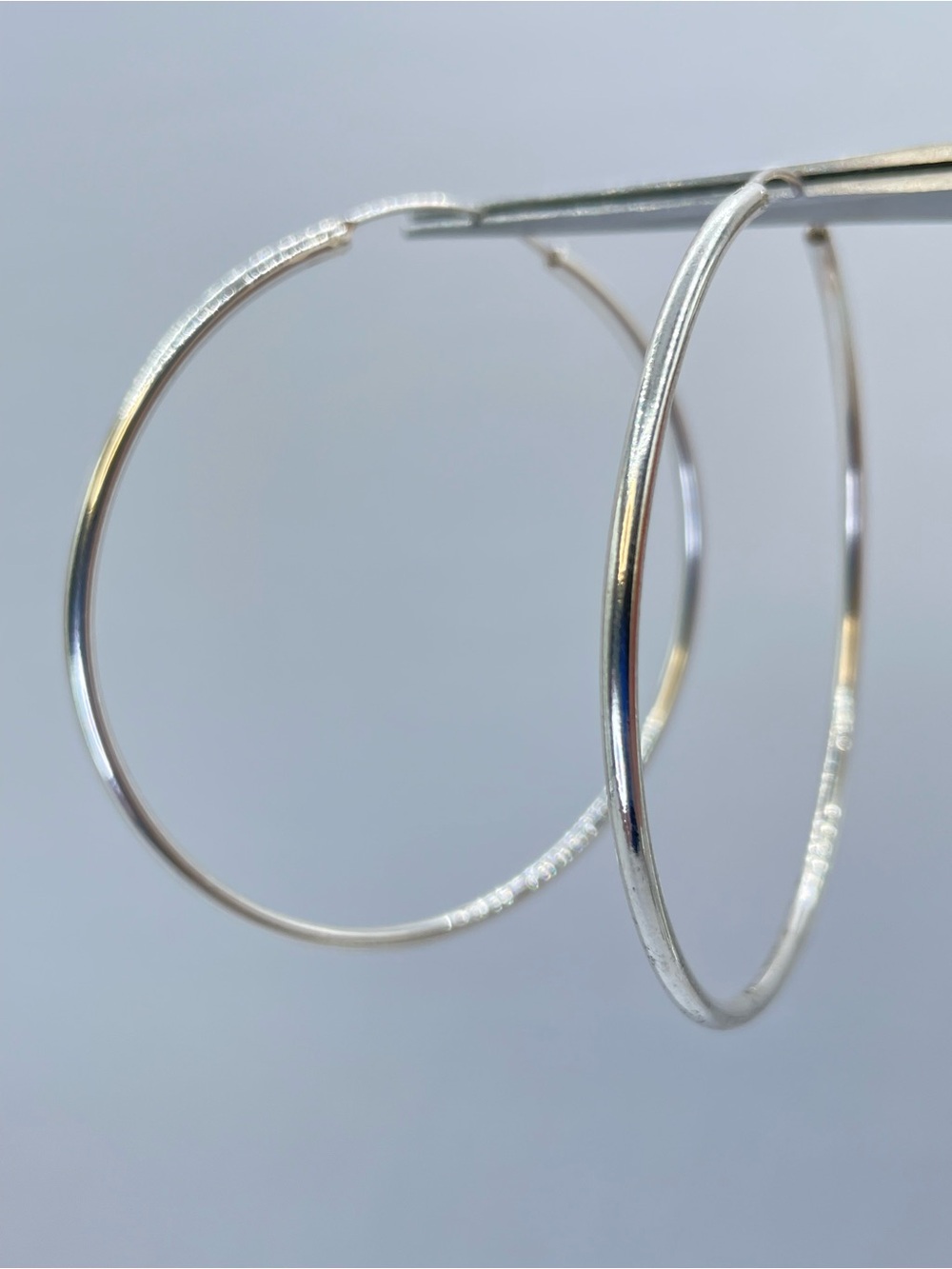 Silver 2.5” Hoop Earrings Boho Chic Statement Classic Round Hoops